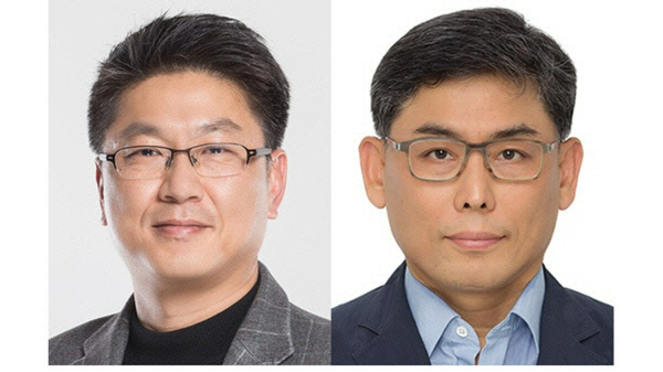 한진만(왼쪽) 삼성전자 DS부문 파운드리사업부장 사장과 김용관(오른쪽) DS부문 경영전략담당 사장. <삼성전자 제공>